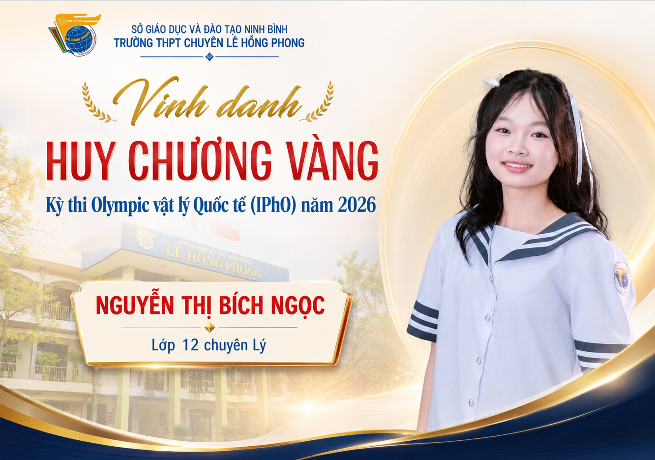  Học sinh Ninh Bình giành huy chương Vàng Olympic vật lý quốc tế năm 2026